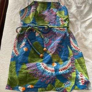 Farm Rio Blue Macaw Mini Wrap Dress